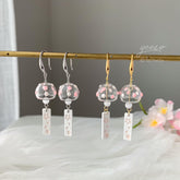 Cherry Blossom Wind Chime Earrings Dangle - Japanese Wind Chime - Wind Bell Earrings - Japanese PinkSakura Earrings - unique dangle